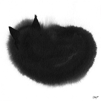 Encre de Chine noire chat noir peinture dans le mouille